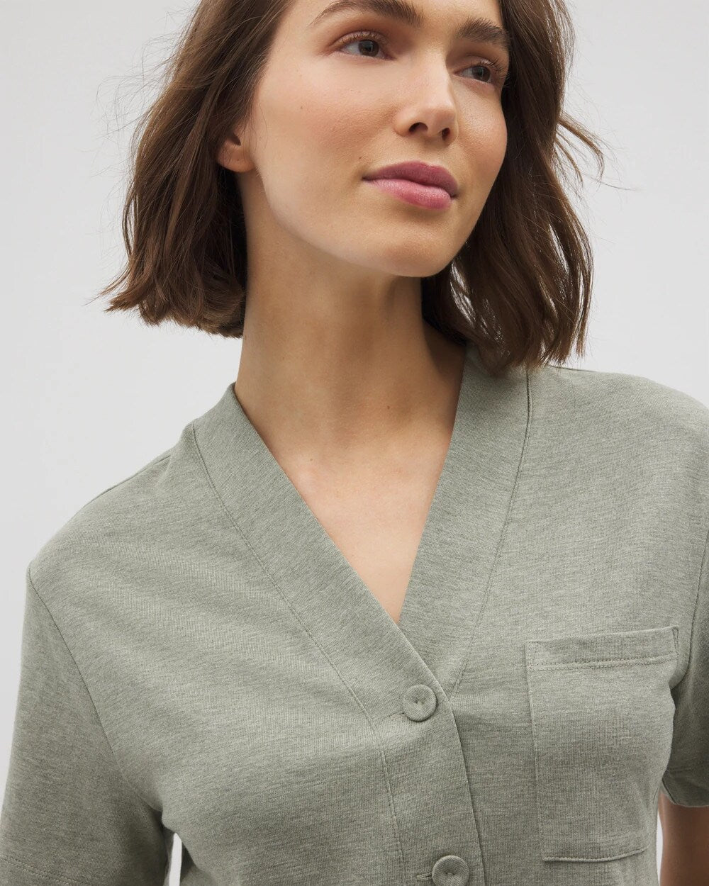 HEATHER HIGHLANDS Button-Front Pajama Tee