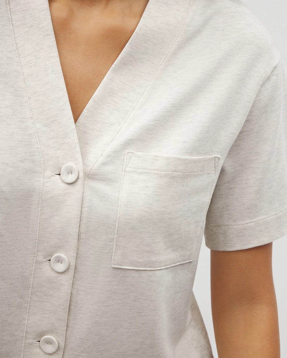 HEATHER CRYSTAL Button-Front Pajama Tee