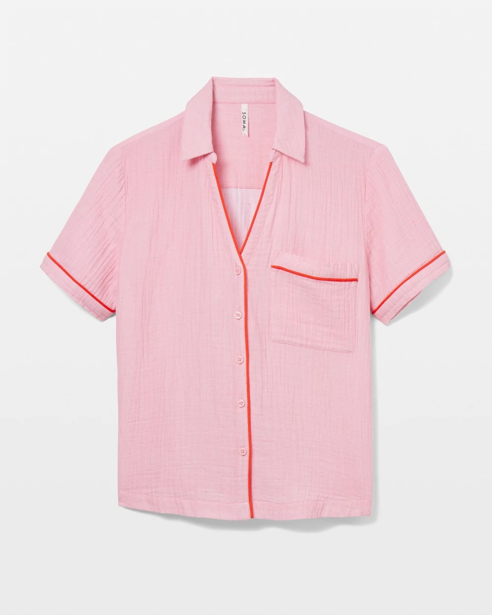 CROSSDYE MAKE ME BLUSH Short-Sleeve Notch Collar Pajama Top