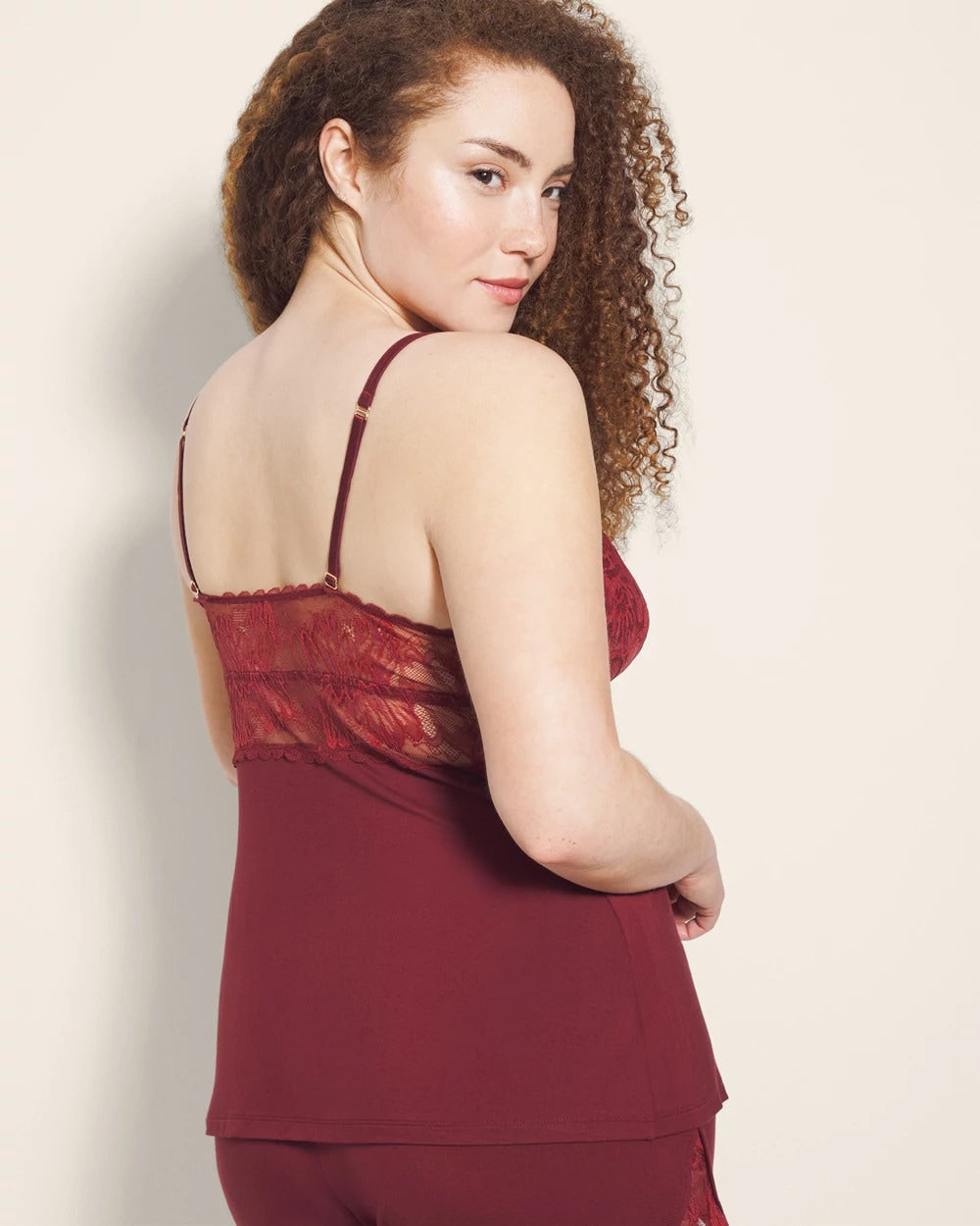 VERMILLION Pajama Cami With Plunge Necklline