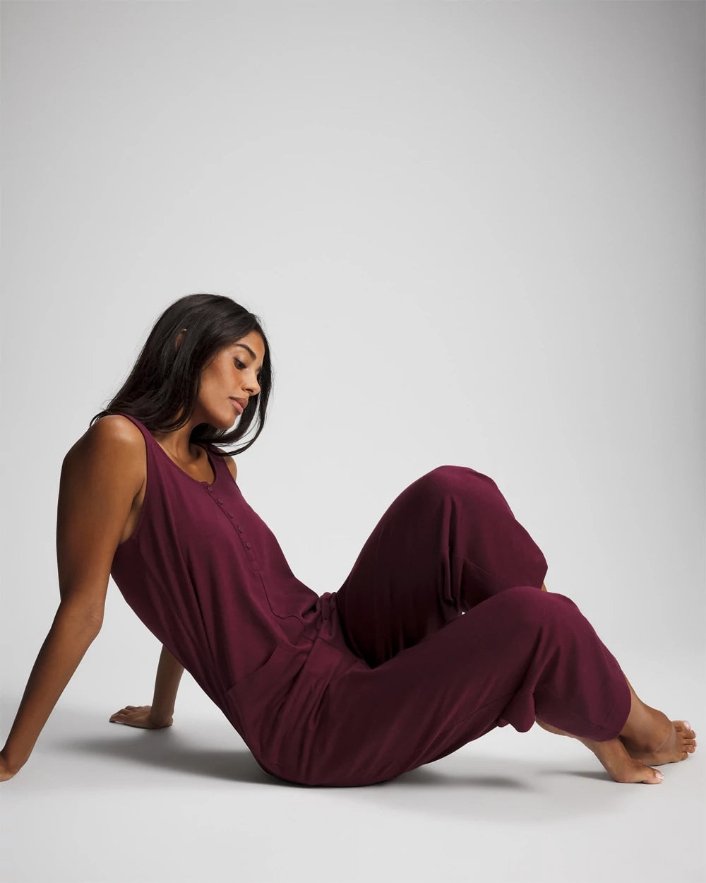 VELVET PLUM Henley Jumpsuit