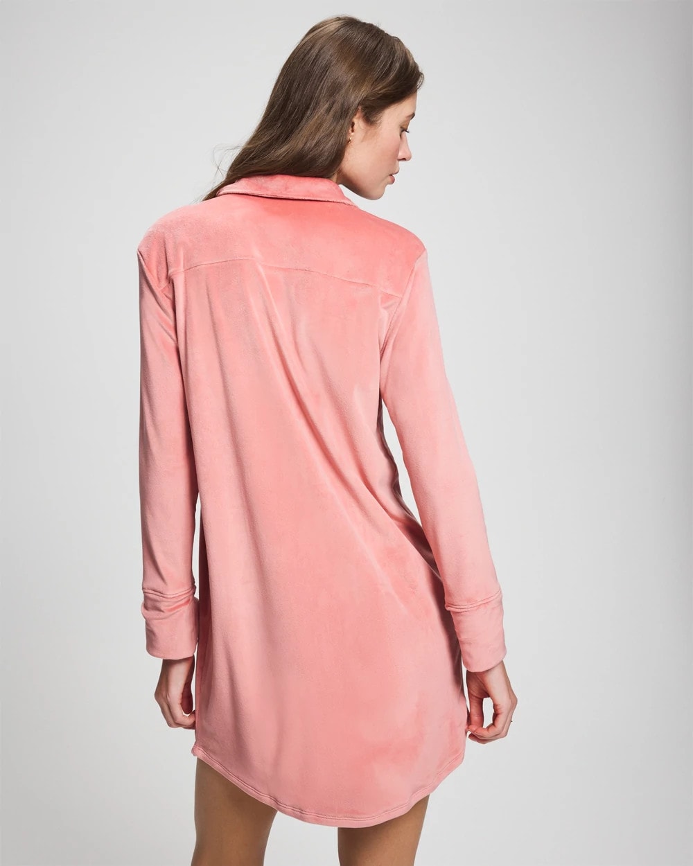 ANTIQUE PINK Long-Sleeve Notch Collar Sleepshirt