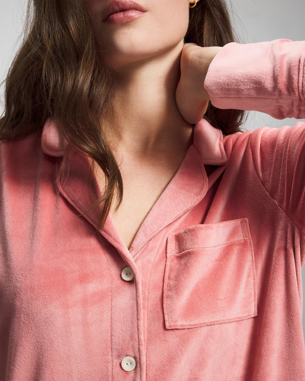 ANTIQUE PINK Long-Sleeve Notch Collar Sleepshirt