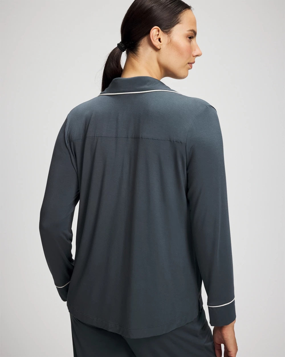 PETROL Long-Sleeve Notch Collar Pajama Top