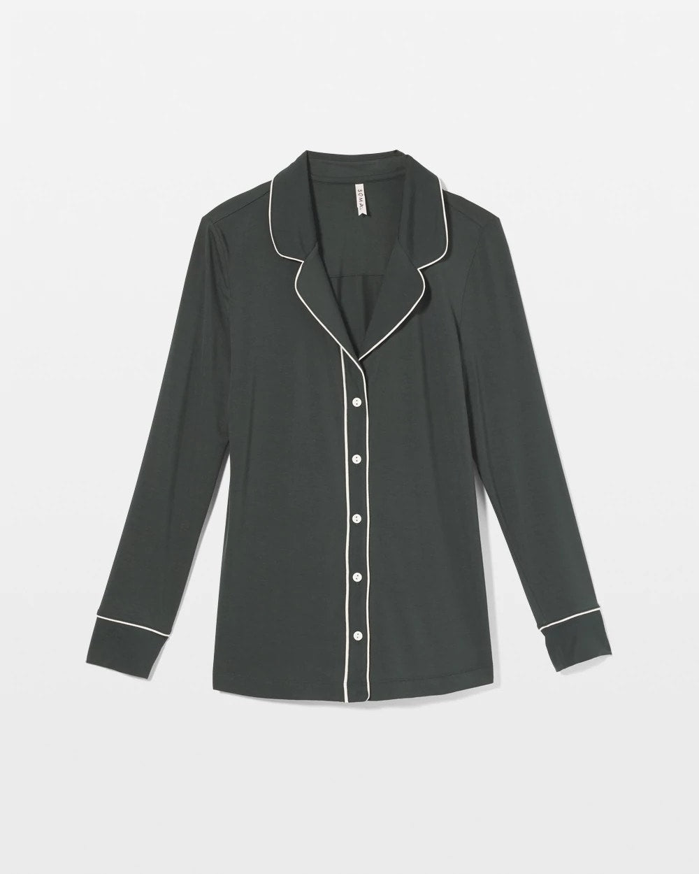DARK EVERGLADE Long-Sleeve Notch Collar Pajama Top