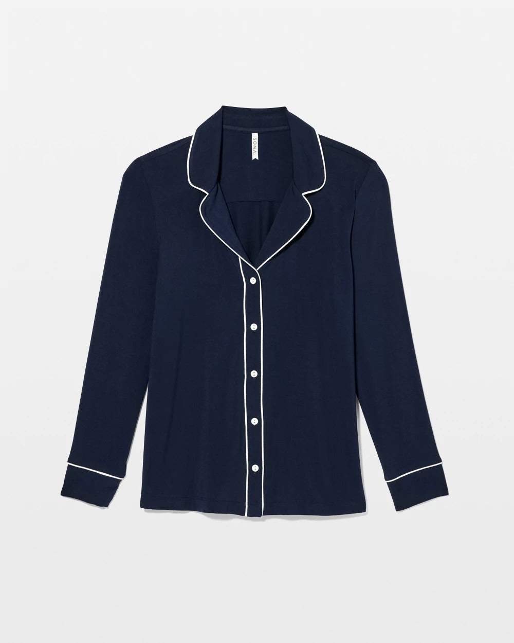 NIGHTFALL NAVY Long-Sleeve Notch Collar Pajama Top