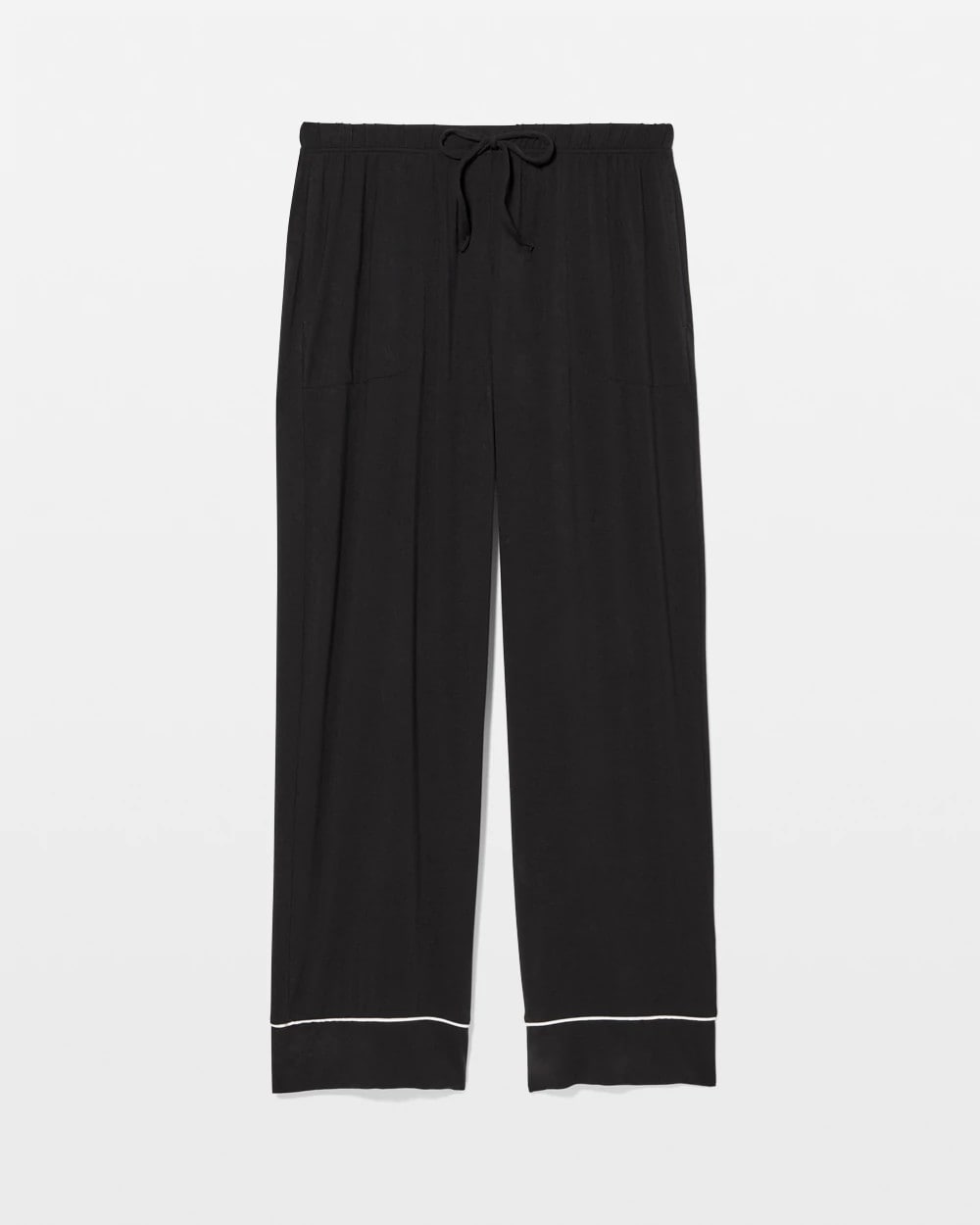 BLACK Solid Piped Pajama Pants
