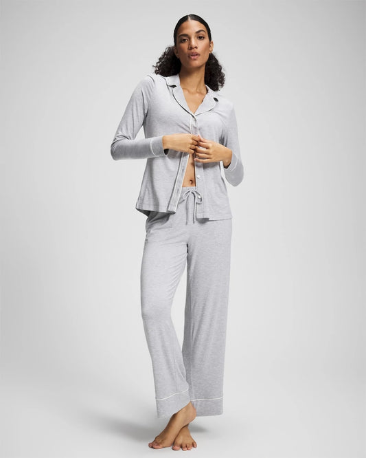 HEATHER OPAL GRAY Solid Piped Pajama Pants