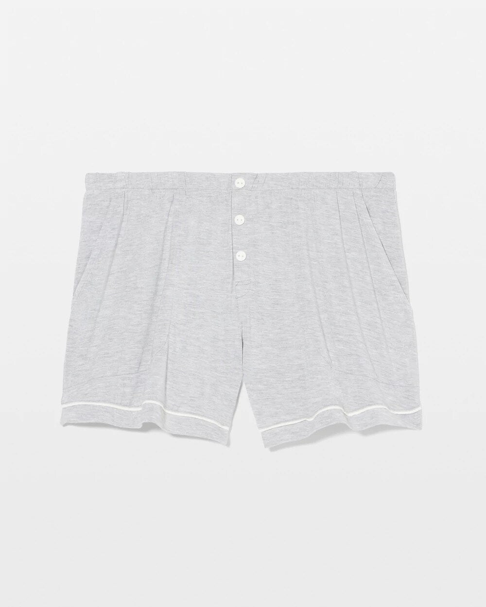 HEATHER OPAL GRAY Solid Piped Pajama Shorts