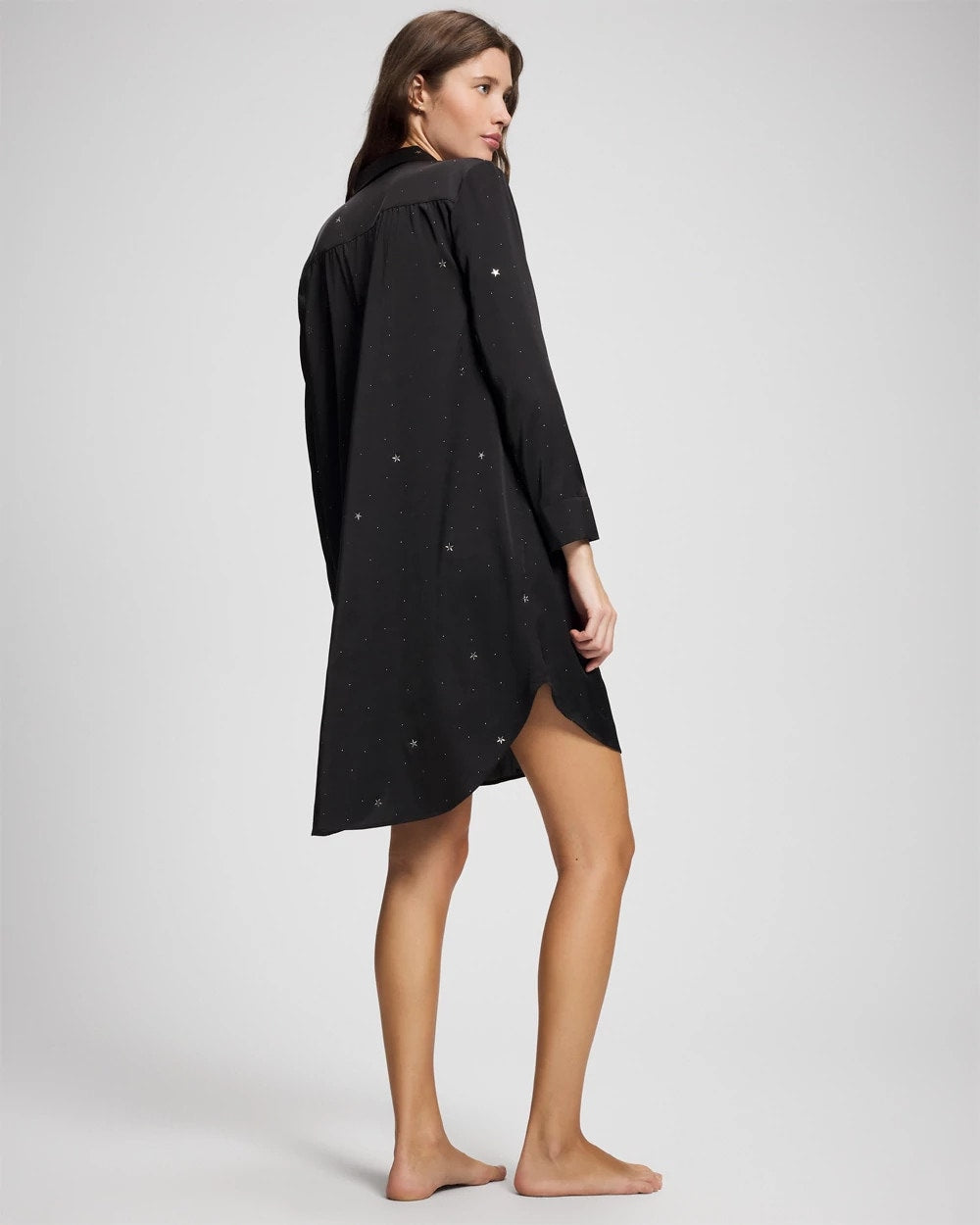 SILVER DEW DROP/BLACK Long-Sleeve Sleep Shirt