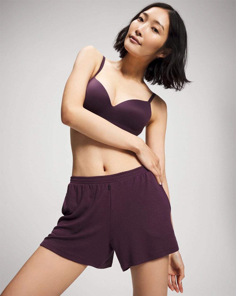 PLUM PERFECT Lightweight Rib Knit Pajama Shorts