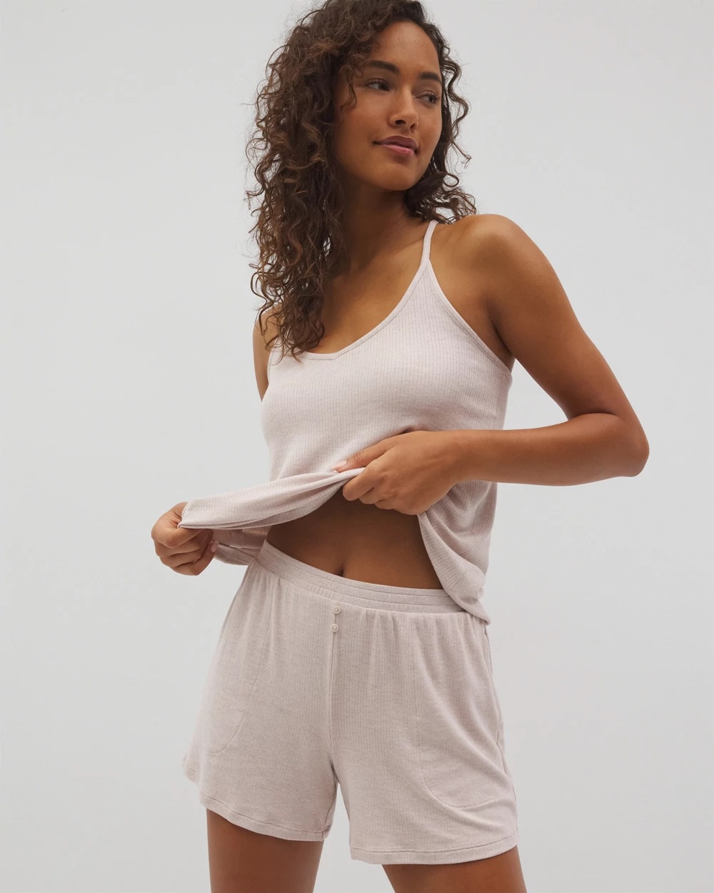 HEATHER BARELY THERE Lightweight Rib Knit Pajama Shorts