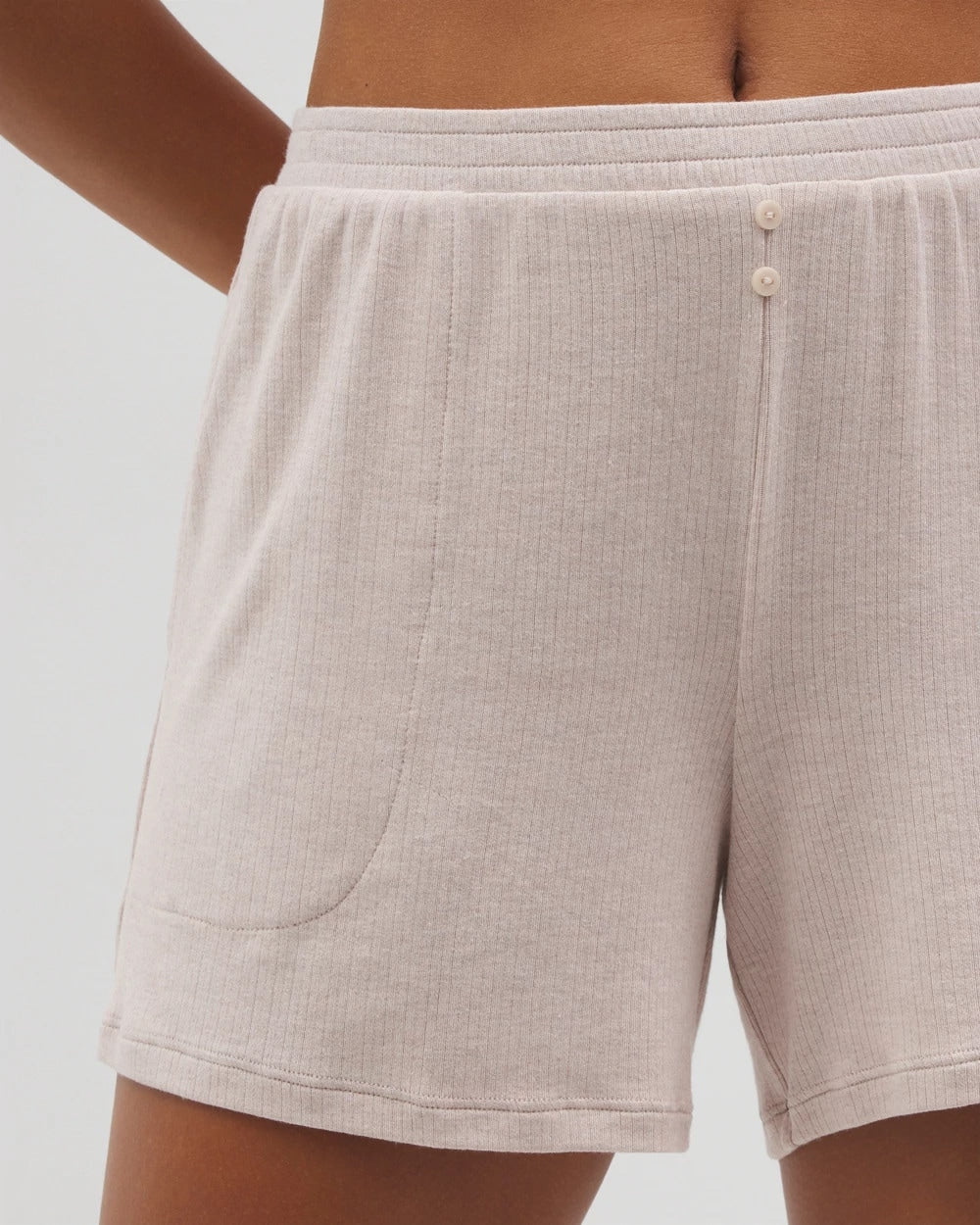 HEATHER BARELY THERE Lightweight Rib Knit Pajama Shorts