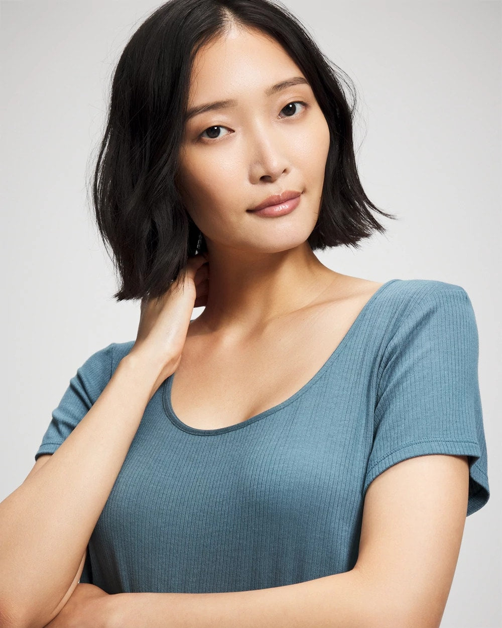 TAPESTRY Lightweight Rib Knit Short Sleeve Pajama Tee