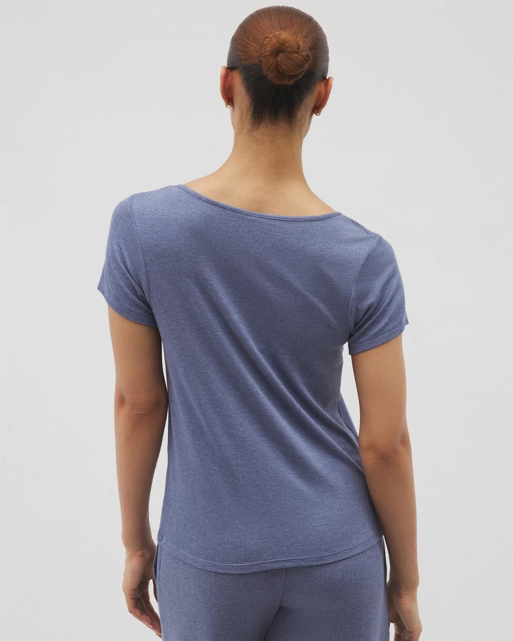 HEATHER DUSK Lightweight Rib Knit Short Sleeve Pajama Tee