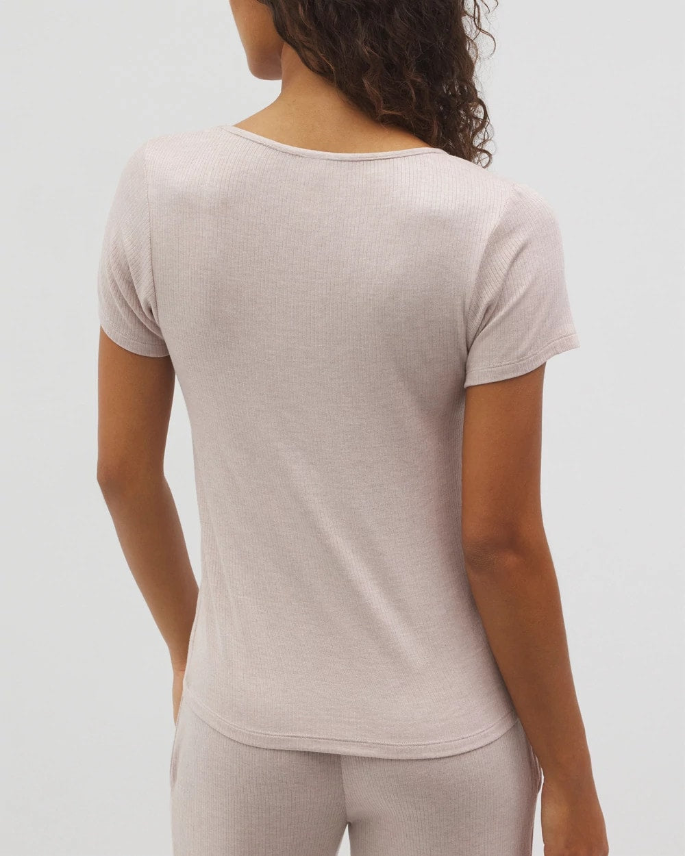 HEATHER BARELY THERE Lightweight Rib Knit Short Sleeve Pajama Tee