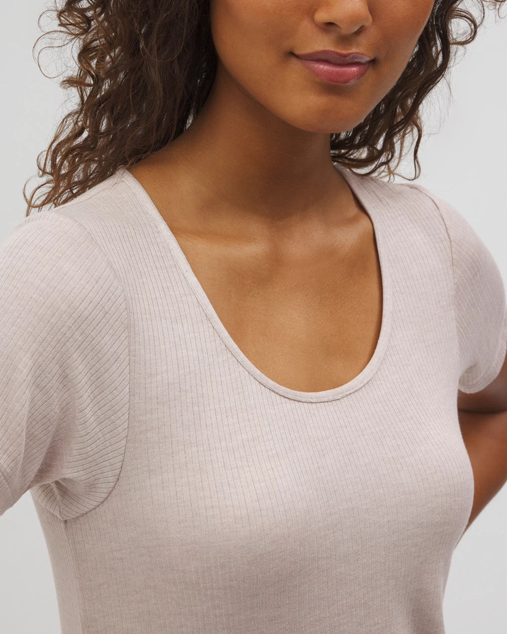 HEATHER BARELY THERE Lightweight Rib Knit Short Sleeve Pajama Tee