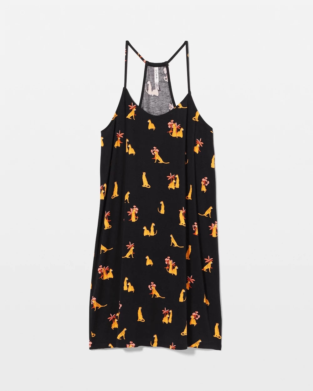 FELINE FUN MID BLK Strappy Sleepshirt