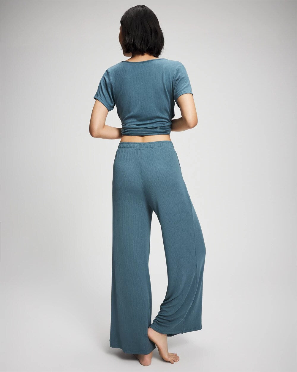 TAPESTRY Lightweight Rib Knit Wide Leg Pajama Pants