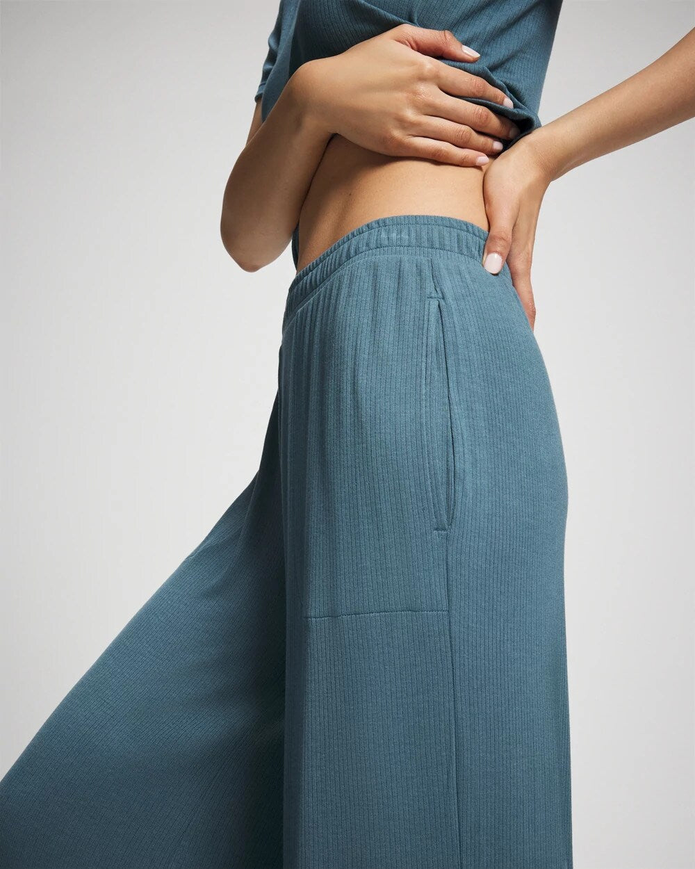 TAPESTRY Lightweight Rib Knit Wide Leg Pajama Pants