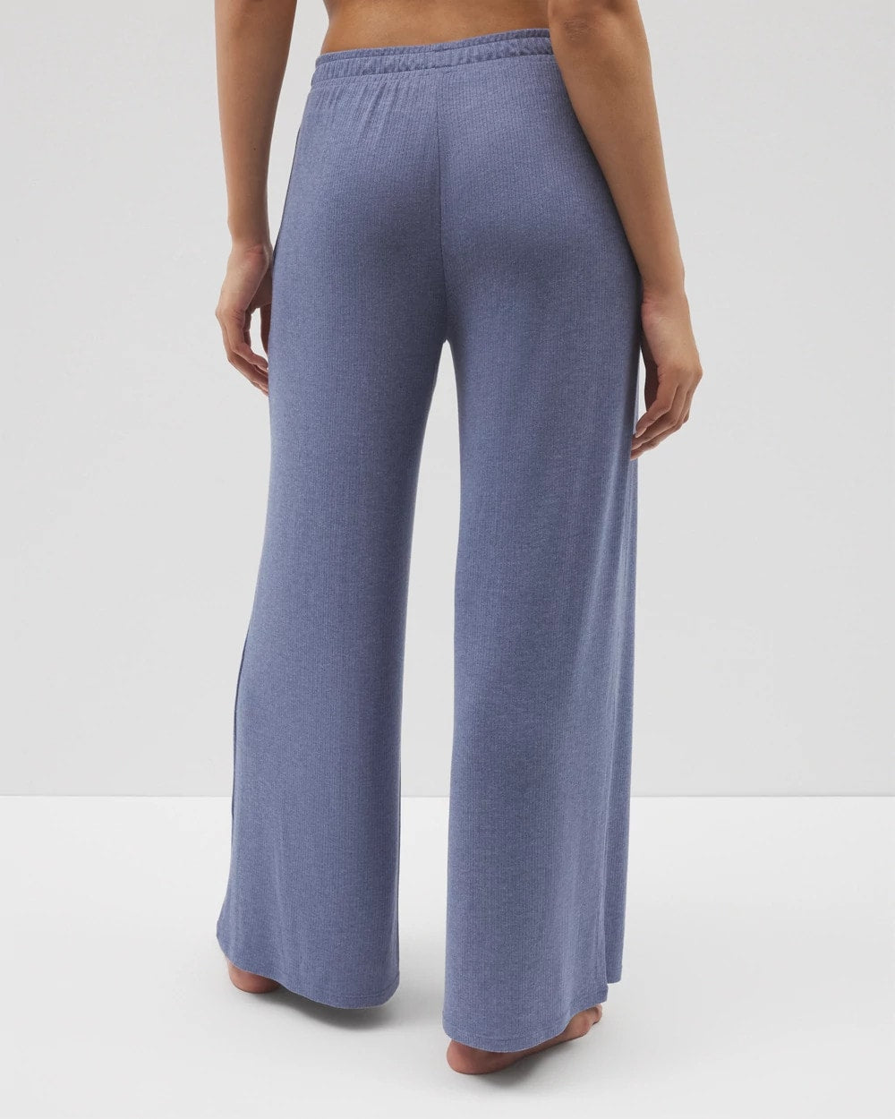 HEATHER DUSK Lightweight Rib Knit Wide Leg Pajama Pants