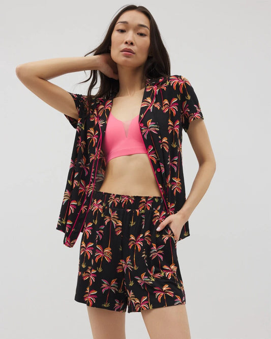 SHAKE YOUR PALM PALMS BLK Long Pajama Shorts