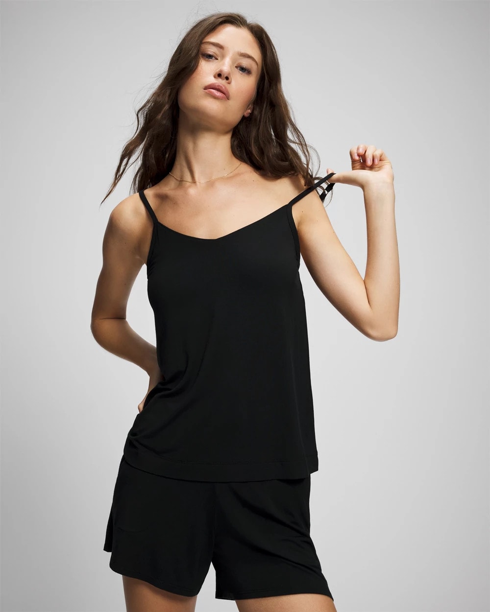 BLACK V-Neck Pajama Cami