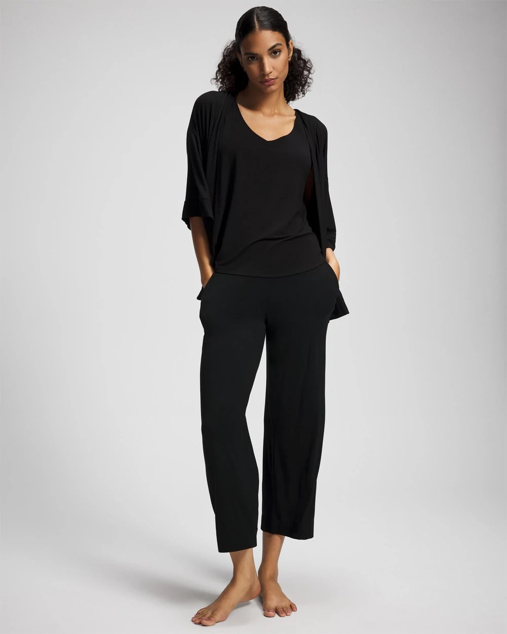 BLACK V-Neck Pajama Tank