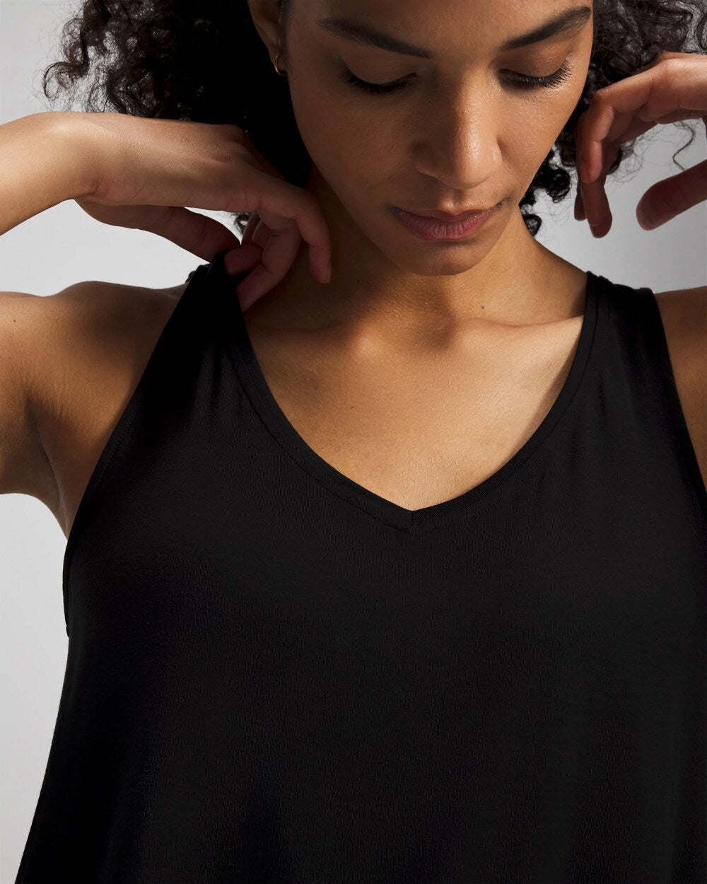 BLACK V-Neck Pajama Tank