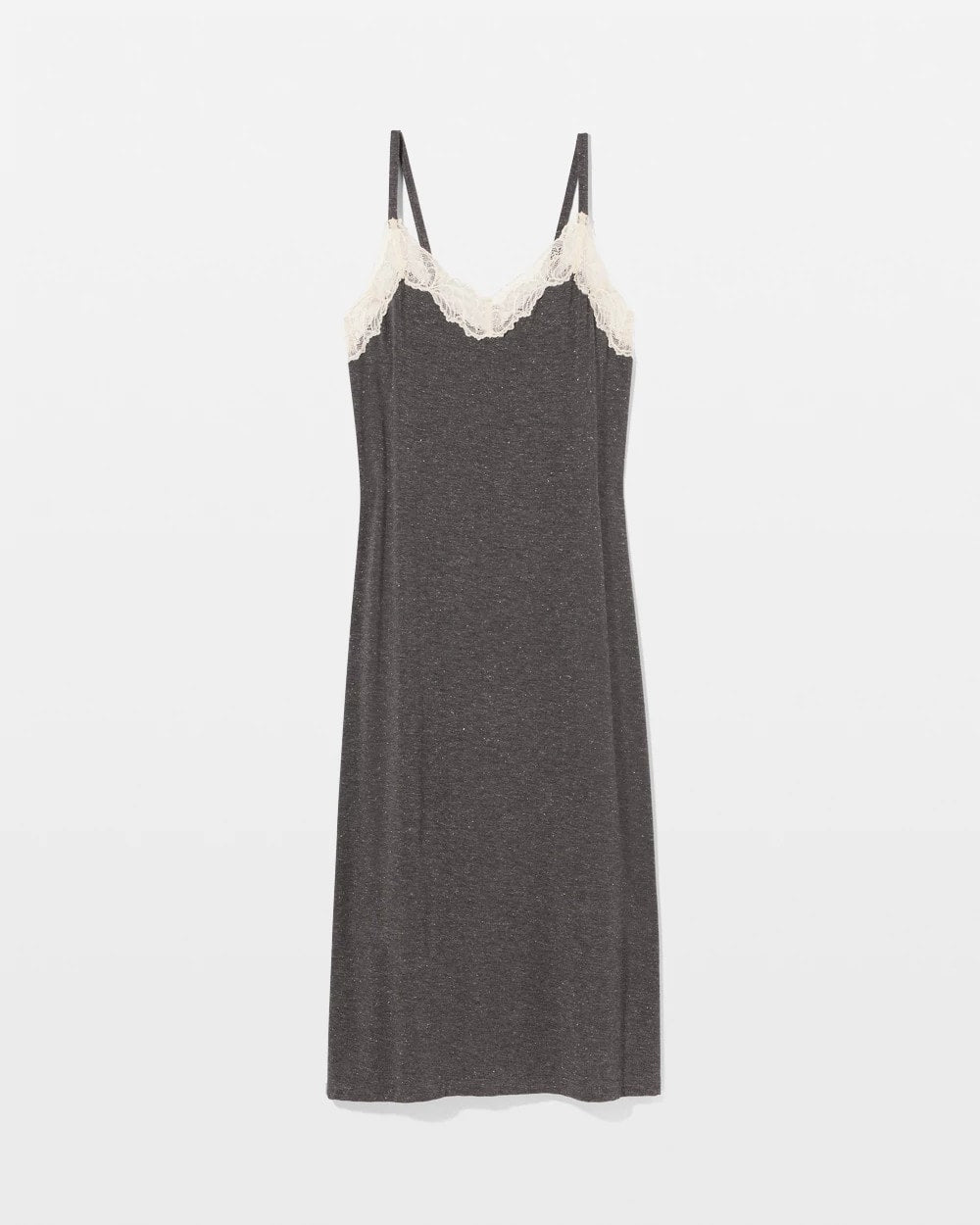 CHARCOAL HEATHER W/ SHINE Lace Trim Chemise
