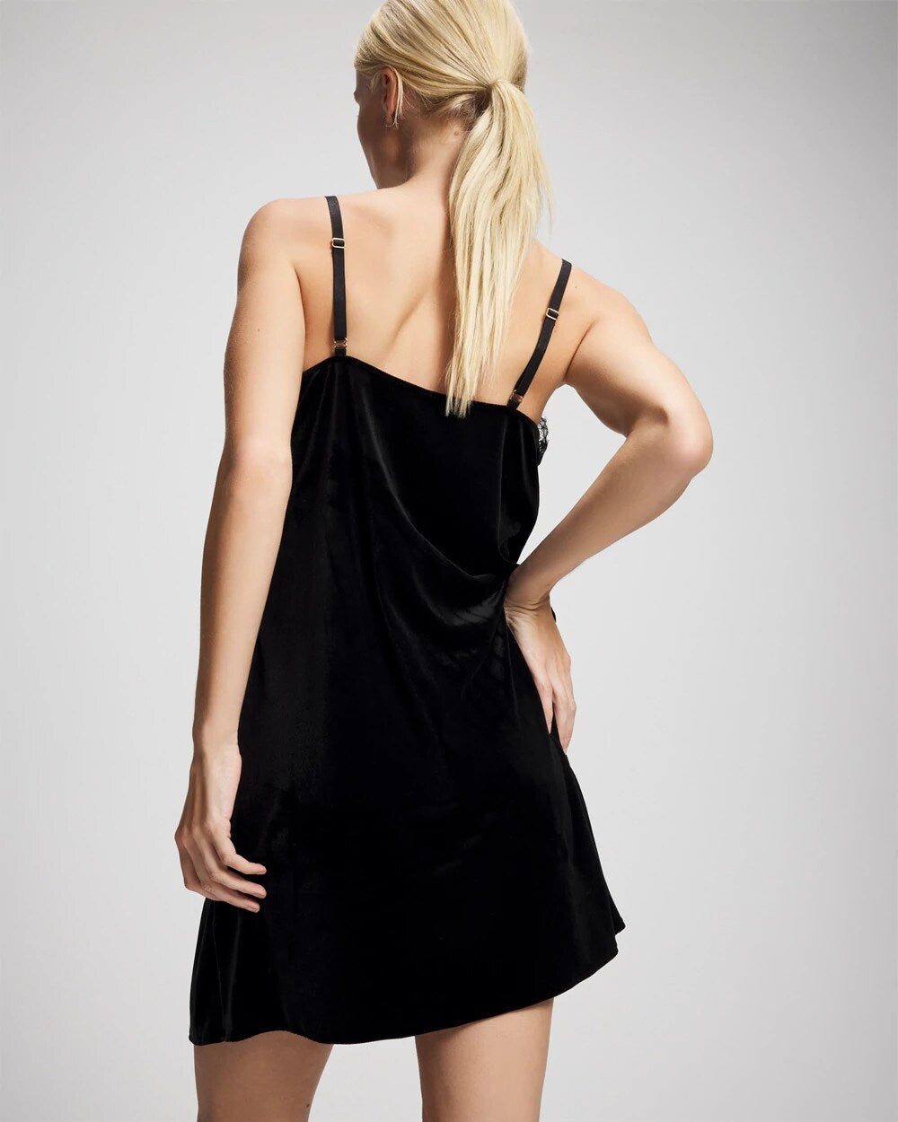 BLACK Velvet Lace Trim Chemise