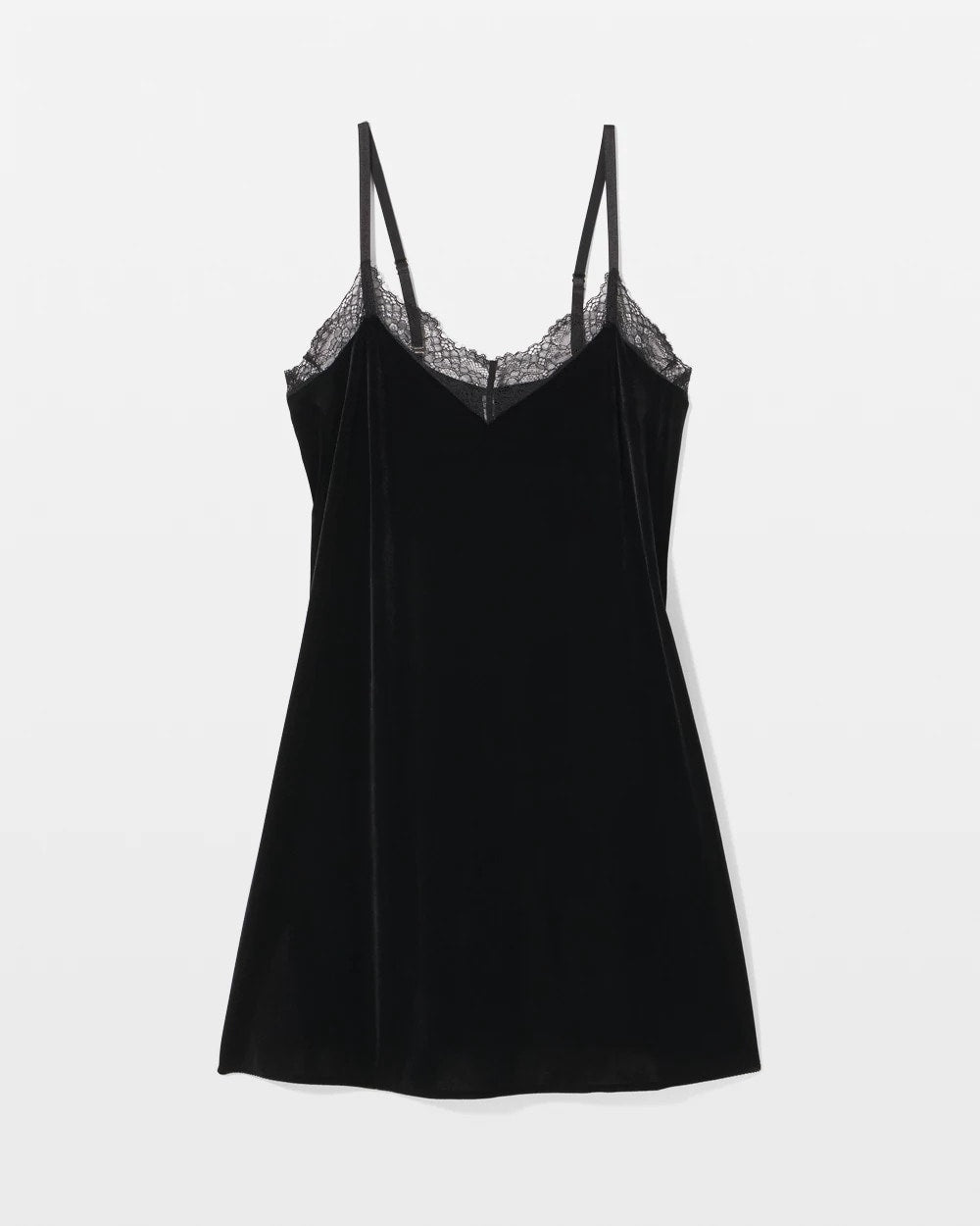 BLACK Velvet Lace Trim Chemise