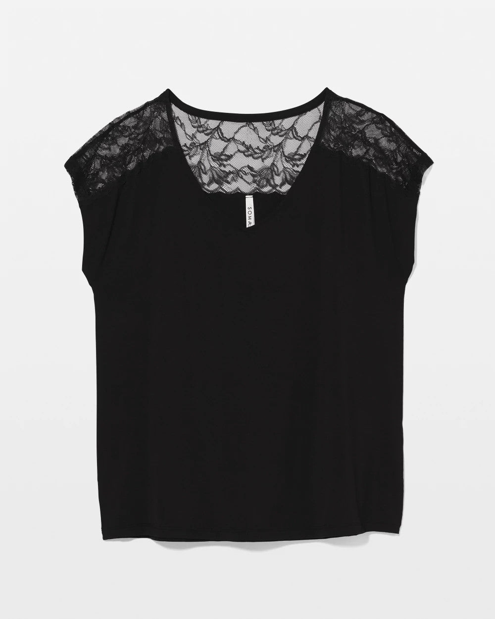 BLACK Short Sleeve Lace Pajama Tee
