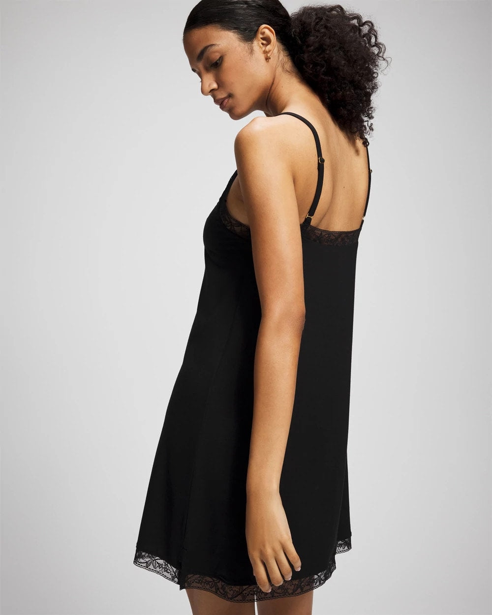 BLACK Lace Trim Chemise