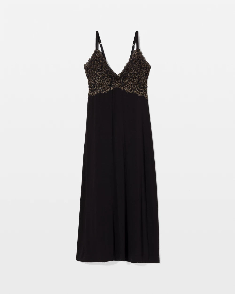 BLACK Soft Support Lace Midi Nightgown
