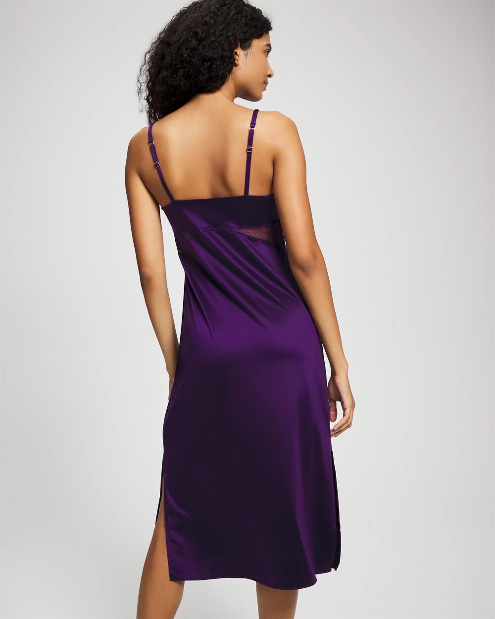 MAJESTIC PURPLE Lace Midi Nightgown