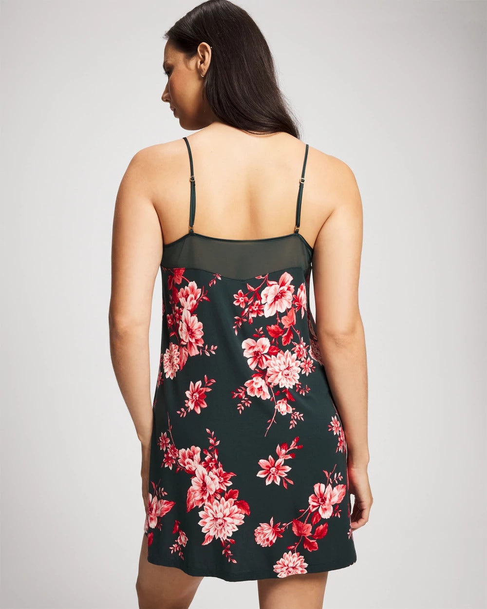 COTTAGE FLORAL GREEN Mesh Trim Chemise