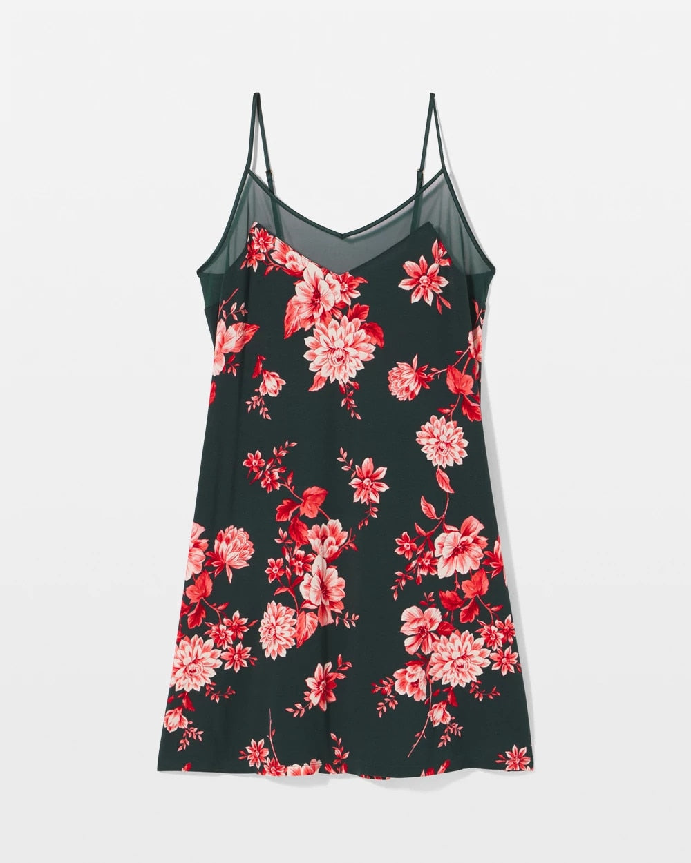 COTTAGE FLORAL GREEN Mesh Trim Chemise