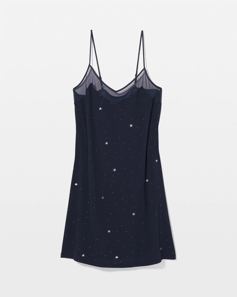 SILVER DEW DROP/NAVY Mesh Trim Chemise