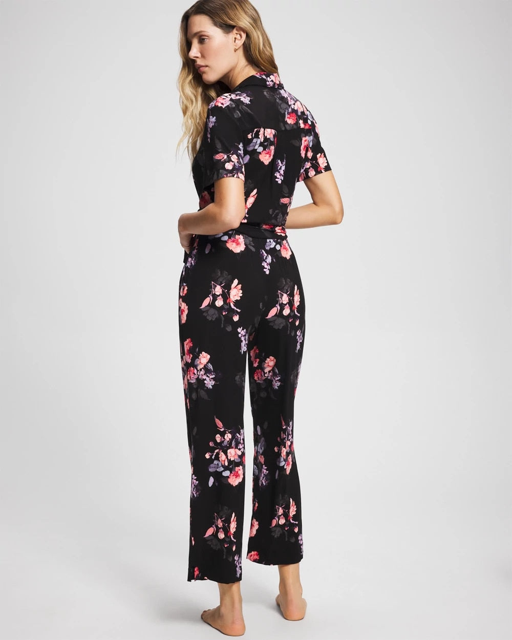 FLORAL DREAMS BLACK Ankle Pajama Pants