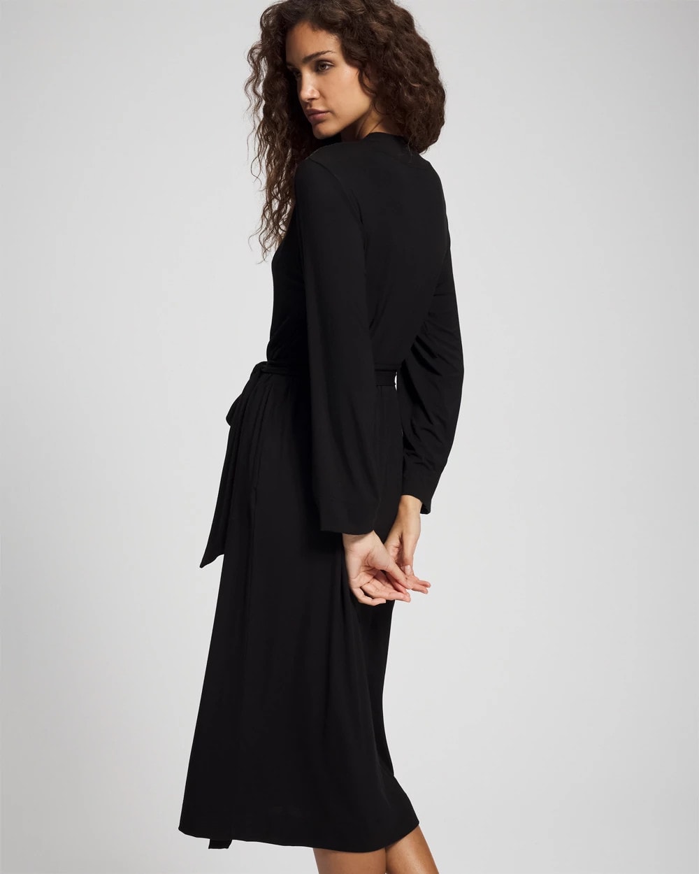 BLACK Long Robe with Lace