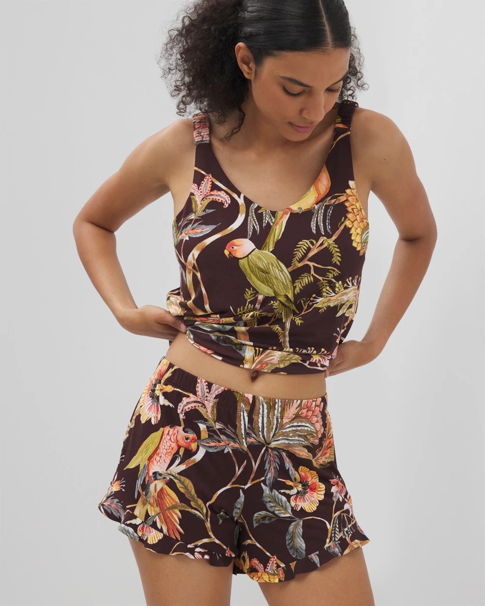PARROT-DISO PLUME G PLUM Ruffle Pajama Shorts