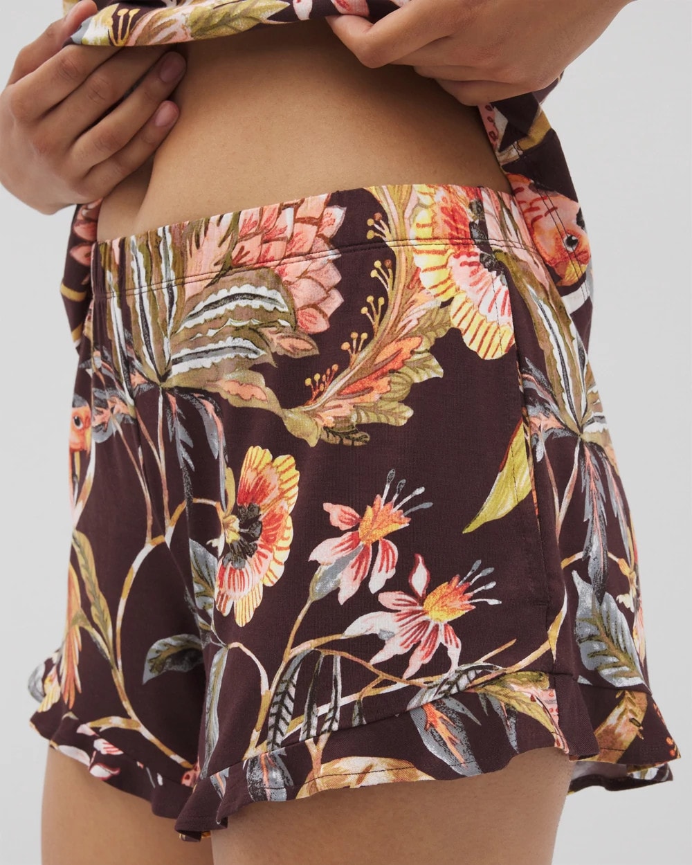 PARROT-DISO PLUME G PLUM Ruffle Pajama Shorts