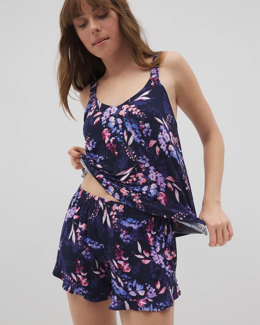 BLOOM BRIGHTLY NAVY Ruffle Pajama Shorts