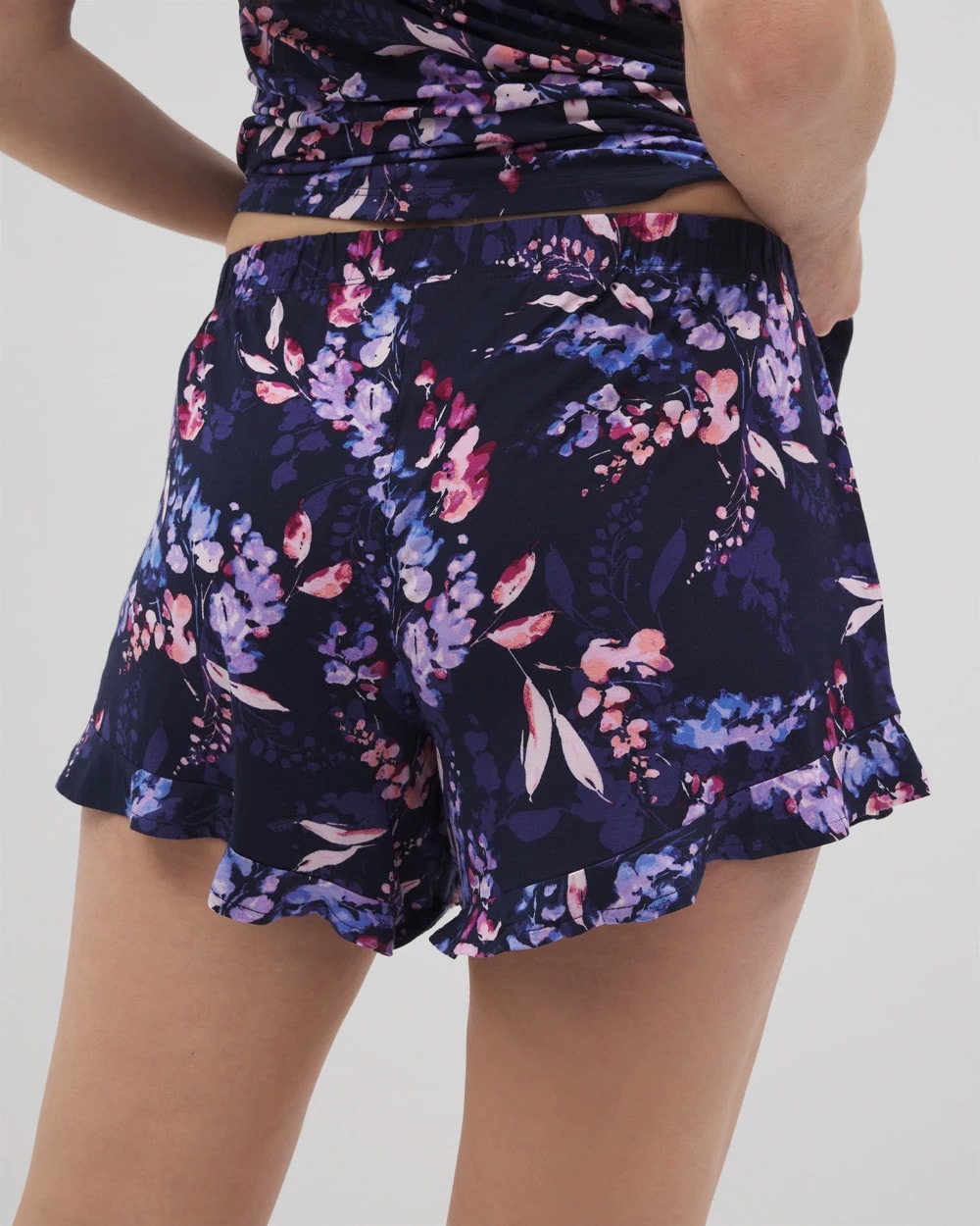 BLOOM BRIGHTLY NAVY Ruffle Pajama Shorts