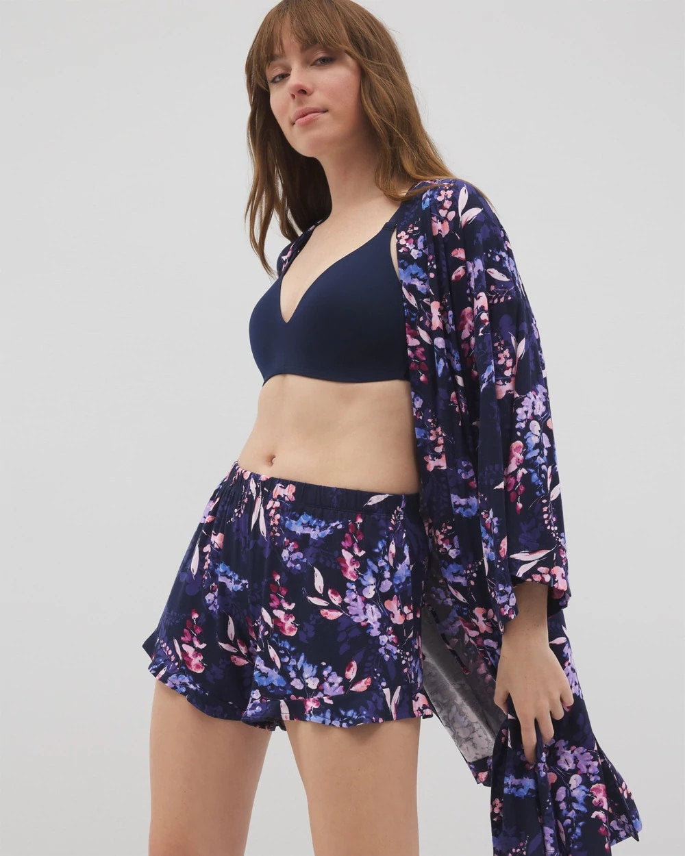 BLOOM BRIGHTLY NAVY Ruffle Pajama Shorts