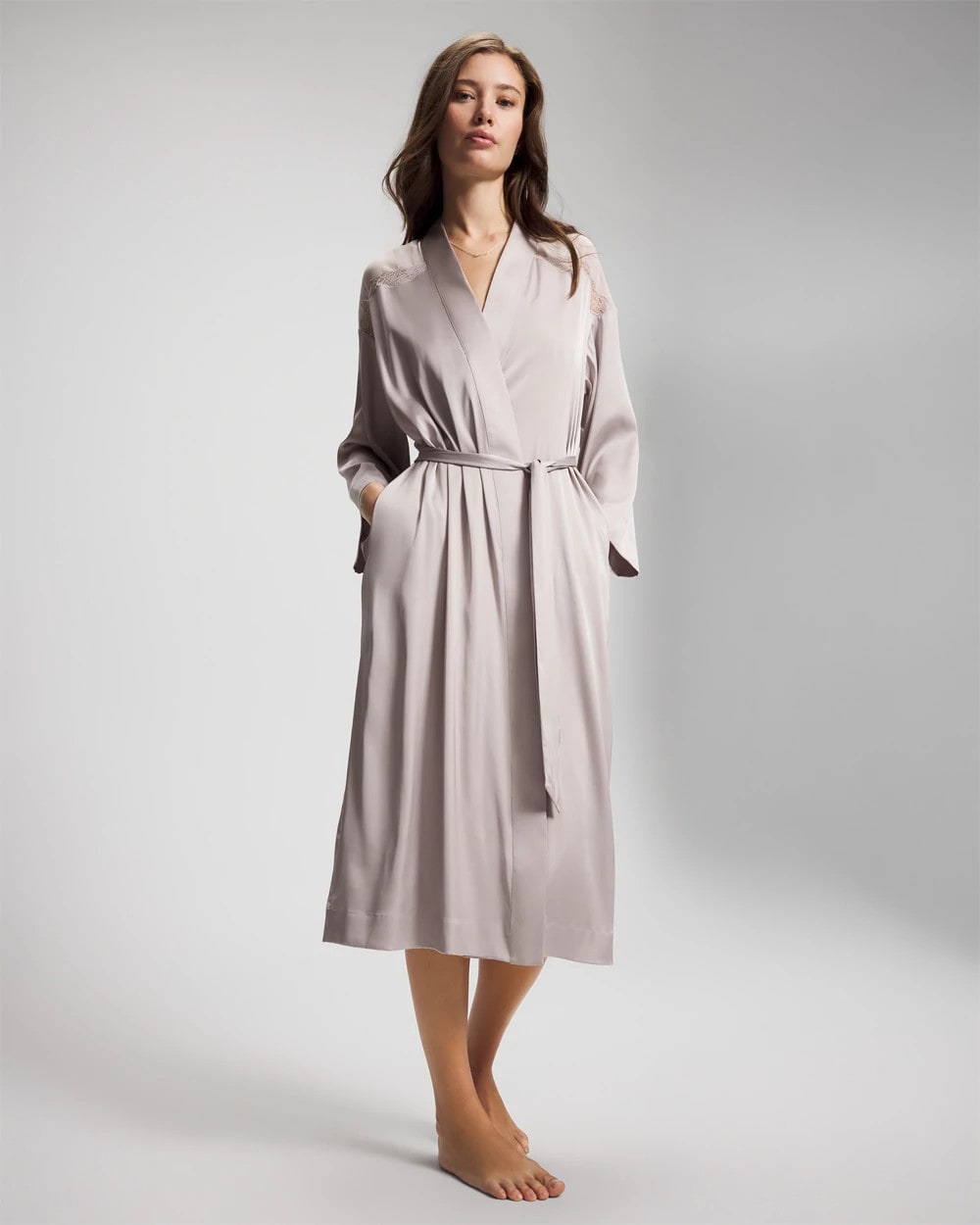 GRAY GLASS Lace Long Robe