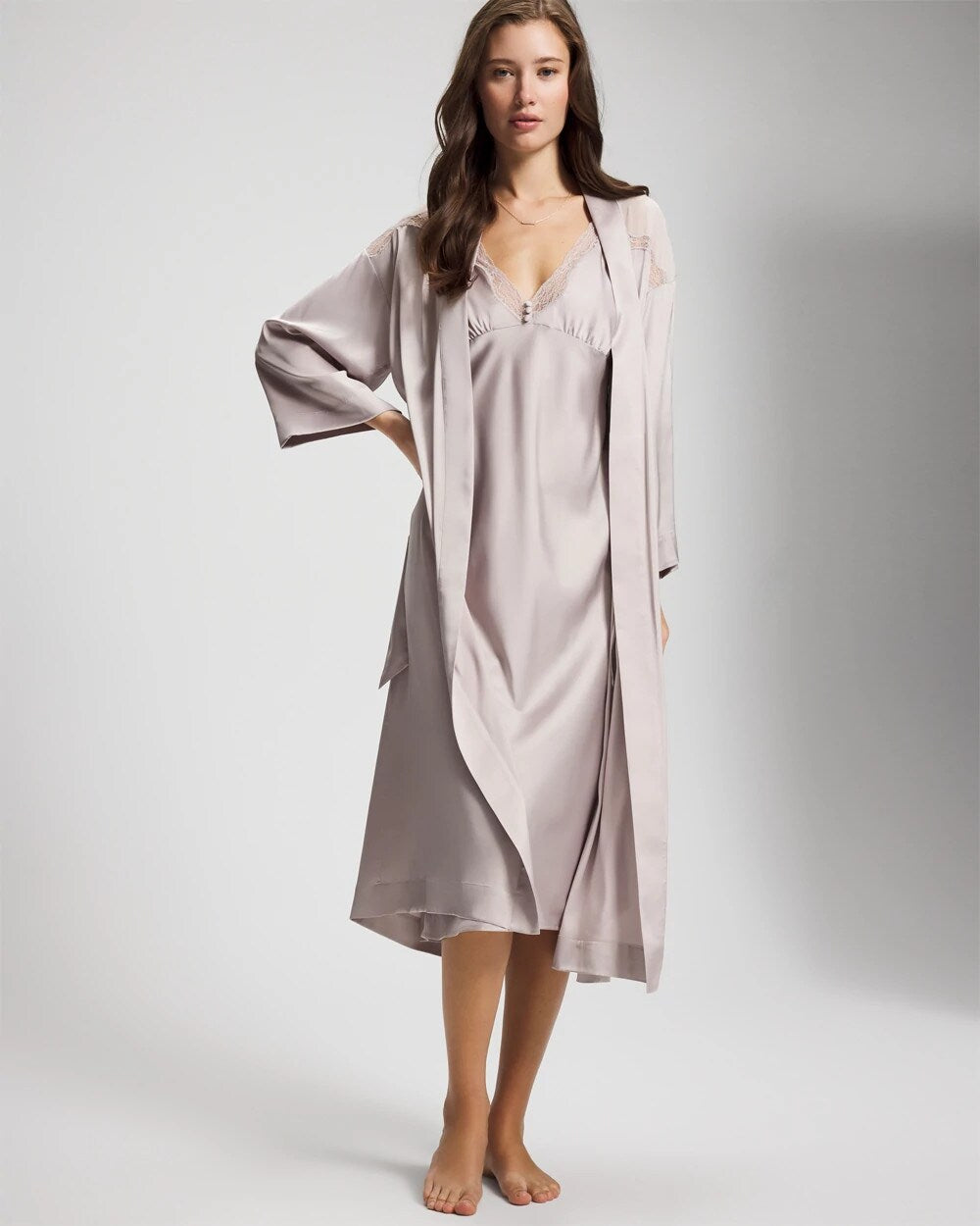 GRAY GLASS Lace Long Robe
