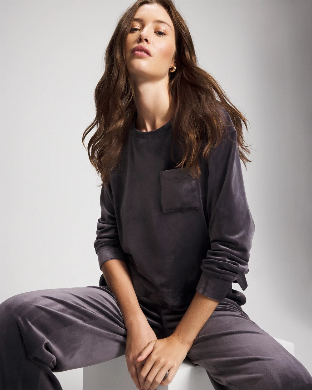 GRAY INK Velour Crewneck Sweatshirt