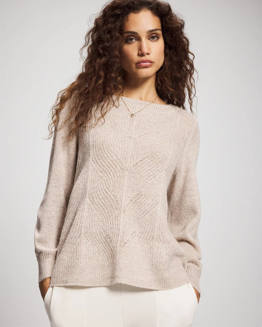 HEATHER SHELL Shimmer Cable Knit Sweater
